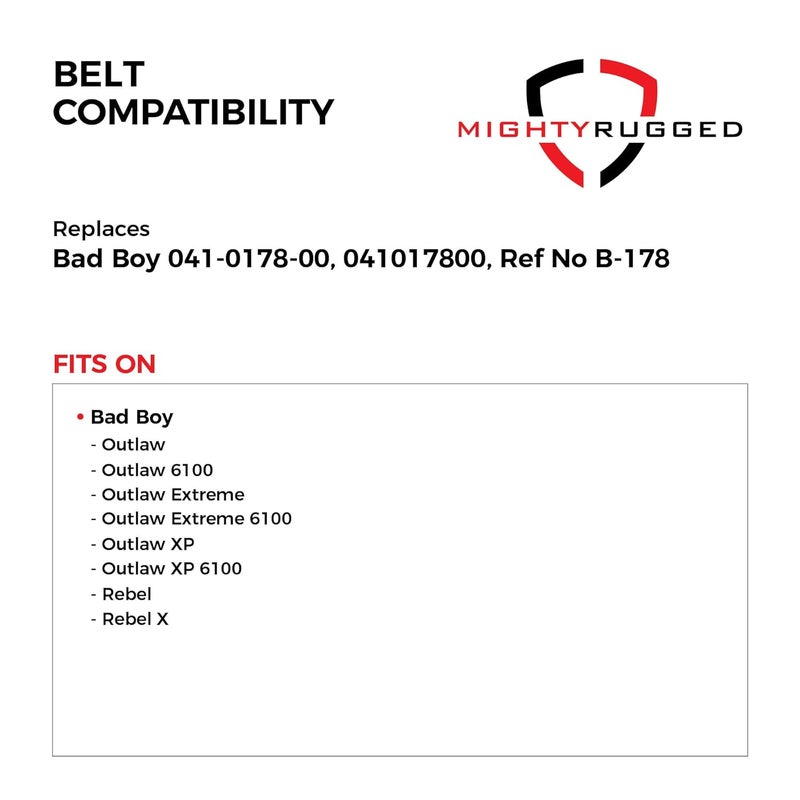 MightyRugged 041-0178-00 Deck Belt Replacement for Bad Boy, Length 181", Heavy-Duty, Durable, Aramid Cord Belt Replaces 041017800 for Bad Boy Outlaw, Outlaw XP, Outlaw Extreme 6100, Rebel X, Rogue 61" Riders - Image 3